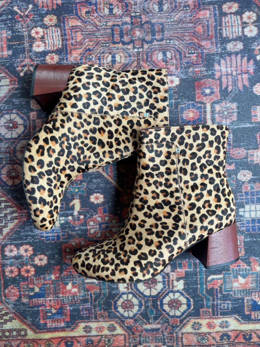 TOMS Emmy Leopard Print Block Heel Ankle Boots - 8 / LIKE NEW